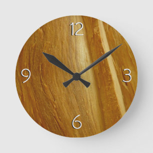 Pine Wood II Imitate Holzgewebe Runde Wanduhr