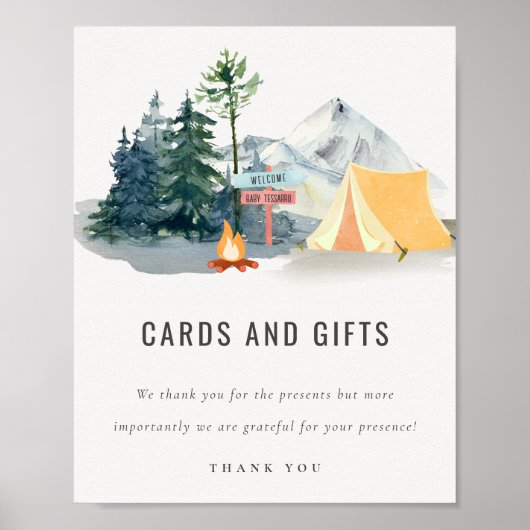 Pine Woods Camping Cards und Geschenk Baby Dusche Poster (Vorne)