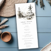 Pine Woods Landscape Sketch Wedding Programm