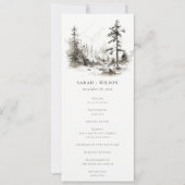 Pine Woods Landscape Sketch Wedding Programm (Vorderseite)