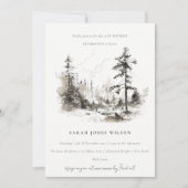 Pine Woods Mountain Landschaft Sketch Geburtstag Einladung (Vorderseite)