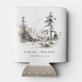 Pine Woods Mountain Landschaftsbild Hochzeit Dosenkühler (Rückseite)