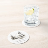 Pine Woods Mountain Landschaftsbild Hochzeit Runder Pappuntersetzer (Vor Ort)