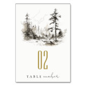 Pine Woods Mountain Landschaftsbild Hochzeit Tischnummer (Rückseite)