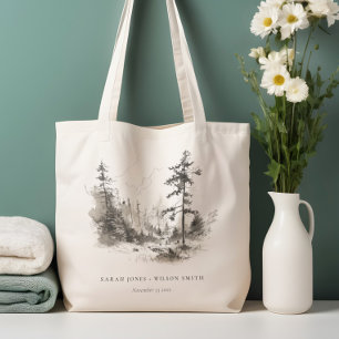 Pine Woods Mountain Landschaftsbild Hochzeit Tragetasche