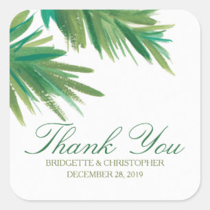 Pine Woods Watercolor   Hochzeit Danke Quadratischer Aufkleber