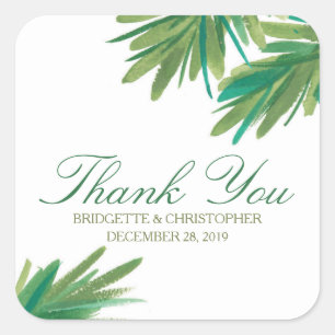 Pine Woods Watercolor   Hochzeit Danke Quadratischer Aufkleber