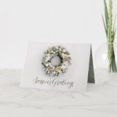 Pine Wreath Faltgeschäft Feiertagskarte (Vorderseite)