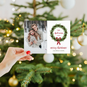 Pine Wreath Frohe Weihnachten Magnetic Foto Card Magnetkarte