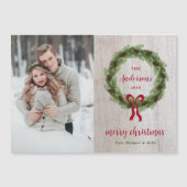 Pine Wreath Frohe Weihnachten Magnetic Foto Card Magnetkarte (Vorderseite)