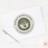 Pine Wreath Frohe Weihnachts-Circle Foto Runder Aufkleber (Umschlag)