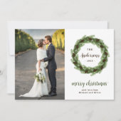 Pine Wreath Frohe Weihnachts-Foto Feiertagskarte (Vorderseite)