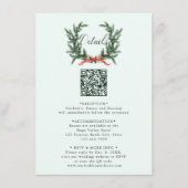 Pine Wreath Wedding QR Code Details Mint Green Begleitkarte (Vorderseite)