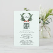 Pine Wreath Wedding QR Code Details Mint Green Begleitkarte (Stehend Vorderseite)