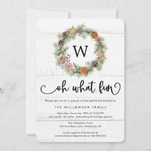 Pine Wreath White Distressed Wood Weihnachtsfest P