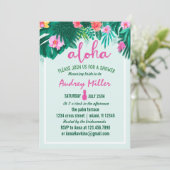 PINEAPPLE ALOHA Tropische Blume Brautparty Einladung (Stehend Vorderseite)