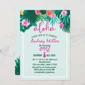 PINEAPPLE ALOHA Tropische Blume Geburtstag Einladung (Vorne/Hinten)