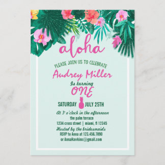 PINEAPPLE ALOHA Tropische Blume Geburtstag Einladung