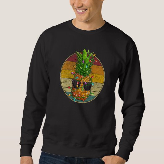 Pineapple Christmas Tree Lights Retro Style Vintag Sweatshirt (Vorderseite)