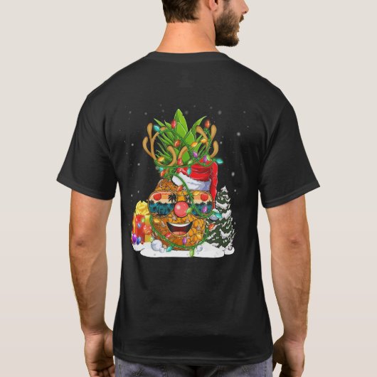 Pineapple Christmas Tree Lights Xmas T-Shirt (Rückseite)