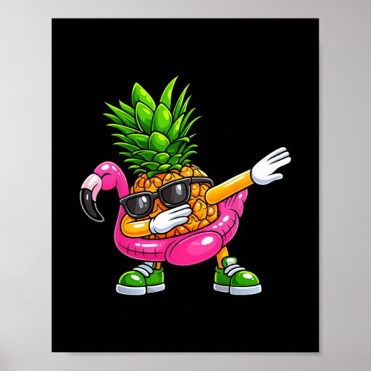 Pineapple Dabbing Flamingo Aloha Hawaii Tropical V Poster (Vorne)