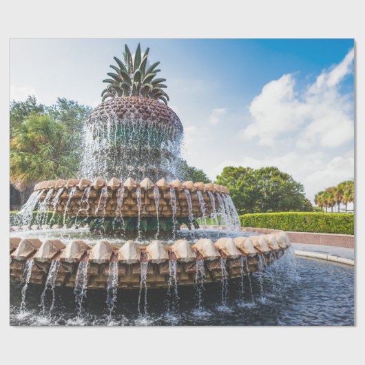 Pineapple Fountain in Charleston, Geschenkpapier (Flach)