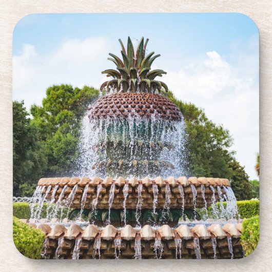 Pineapple Fountain in Charleston, Getränkeuntersetzer (Vorderseite)