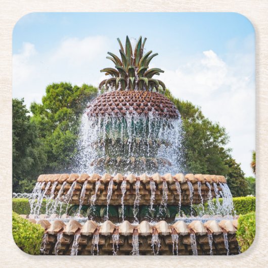 Pineapple Fountain in Charleston, SC Rechteckiger Pappuntersetzer (Vorderseite)