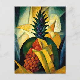 Pineapple fruit in abstract modern painting.  postkarte
