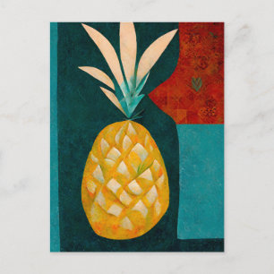 Pineapple fruit in abstract modern painting. postkarte