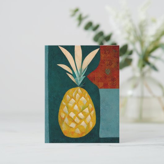 Pineapple fruit in abstract modern painting. postkarte (Stehend Vorderseite)