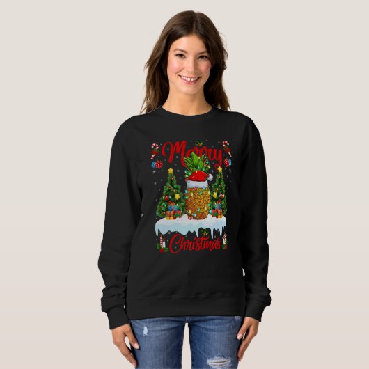 Pineapple Fruit Lights Xmas Tree Santa Pineapple C Sweatshirt (Vorne ganz)