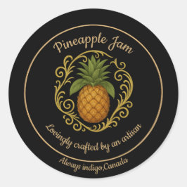 Pineapple Glow – Artisan Jam Label Runder Aufkleber