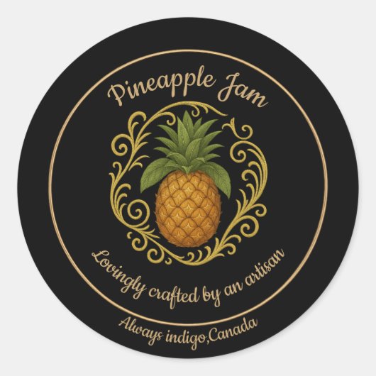 Pineapple Glow – Artisan Jam Label Runder Aufkleber (Vorderseite)