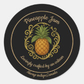 Pineapple Glow – Handgemachtes Marmeladenetikett Runder Aufkleber (Vorderseite)