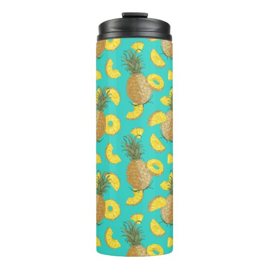 Pineapple In Turquoise Color Thermosbecher (Vorderseite)
