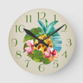 Pineapple Island Time Runde Wanduhr