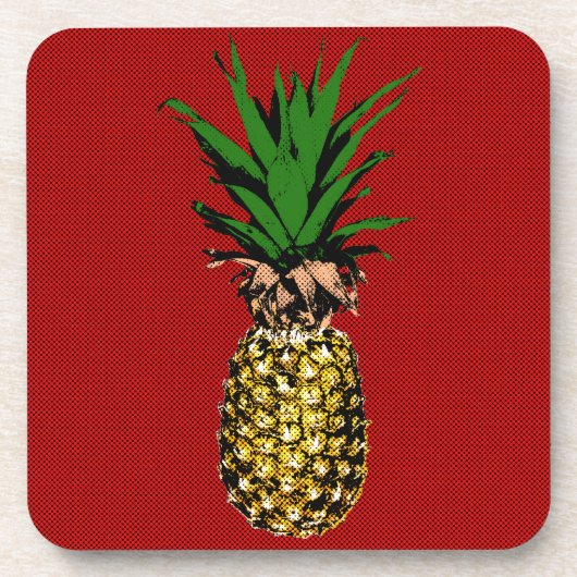 Pineapple Newsprint Image Getränkeuntersetzer (Vorderseite)