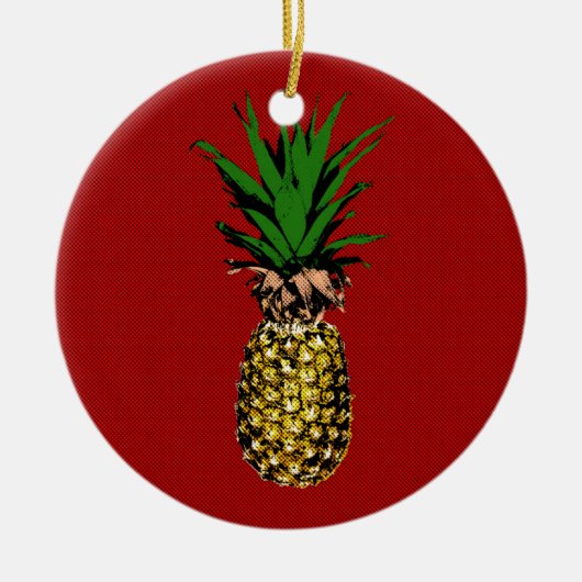 Pineapple Newsprint Image Keramik Ornament (Vorne)