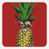 Pineapple Newsprint Image Quadratischer Aufkleber (Vorderseite)