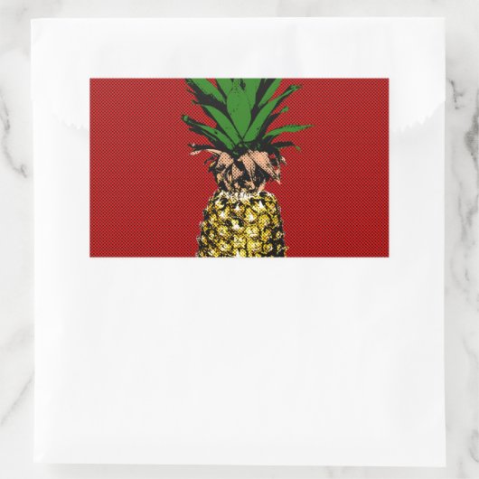 Pineapple Newsprint Image Rechteckiger Aufkleber (Tasche)