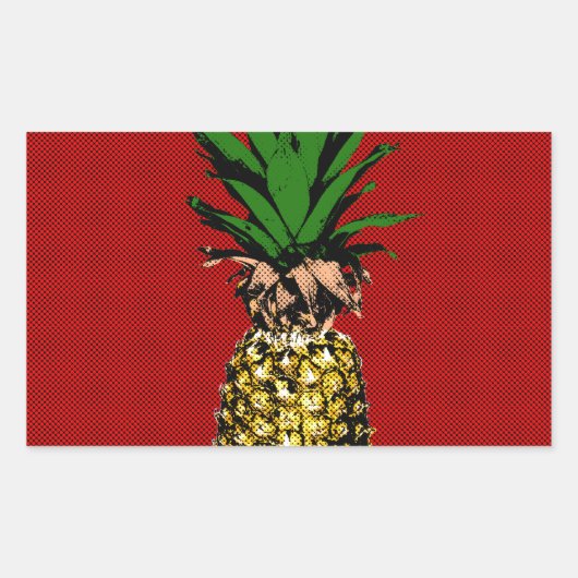 Pineapple Newsprint Image Rechteckiger Aufkleber (Vorderseite)