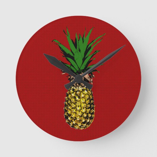 Pineapple Newsprint Image Runde Wanduhr (Vorderseite)