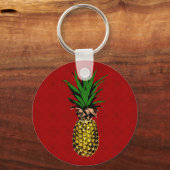 Pineapple Newsprint Image Schlüsselanhänger (Vorderseite)