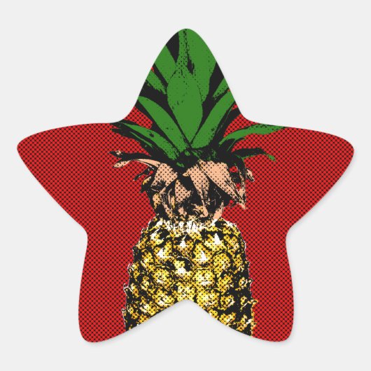 Pineapple Newsprint Image Stern-Aufkleber (Vorderseite)