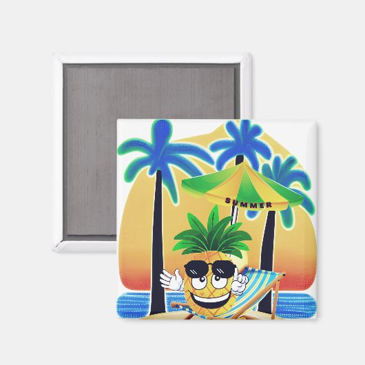 PINEAPPLE ON THE BEACH MAGNET (Vorderseite/Rückseite)