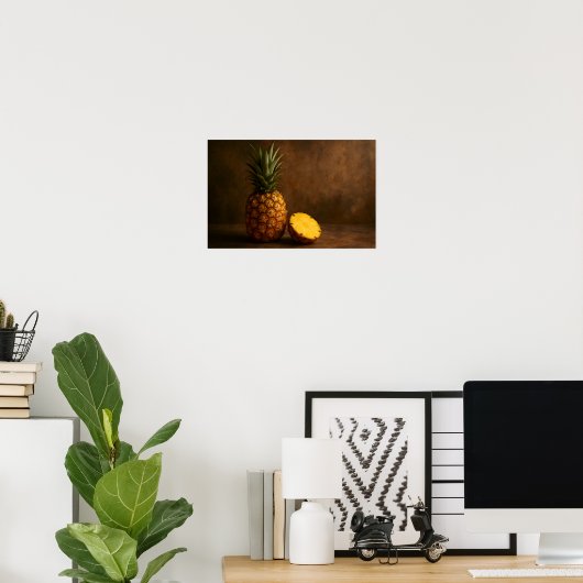 Pineapple & Pineapple Slice Rustic Grunge Photo Poster (Heimbüro)