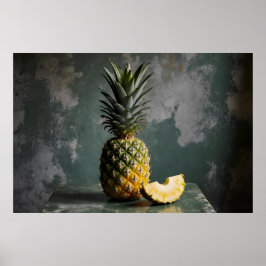Pineapple & Pineapple Slice Rustic Grunge Photo Poster