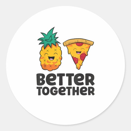 Pineapple Pizza Better Together Modern Graphic Des Runder Aufkleber (Vorderseite)