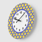 Pineapple Royal Blue Wht Moroccan Quatrefoil #5DS Große Wanduhr (Winkel)